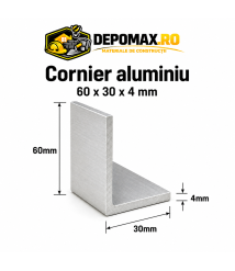 Cornier aluminiu 60 x 30 x 4 mm, 6 metri (EN AW-6060)
